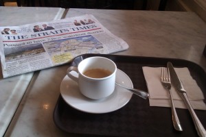 Coffee and Straits Times