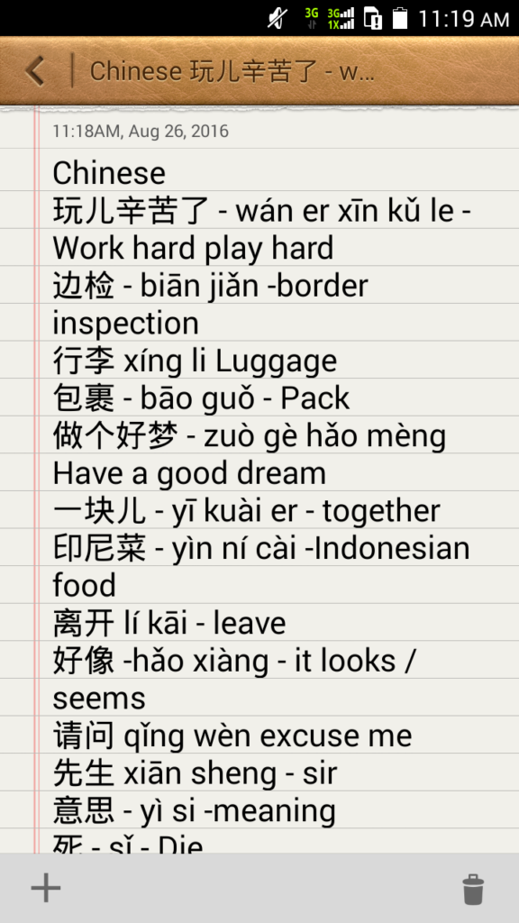 Hanzi, pinyin and English translations for the new words I encountered shortly after arriving back in Beijing.