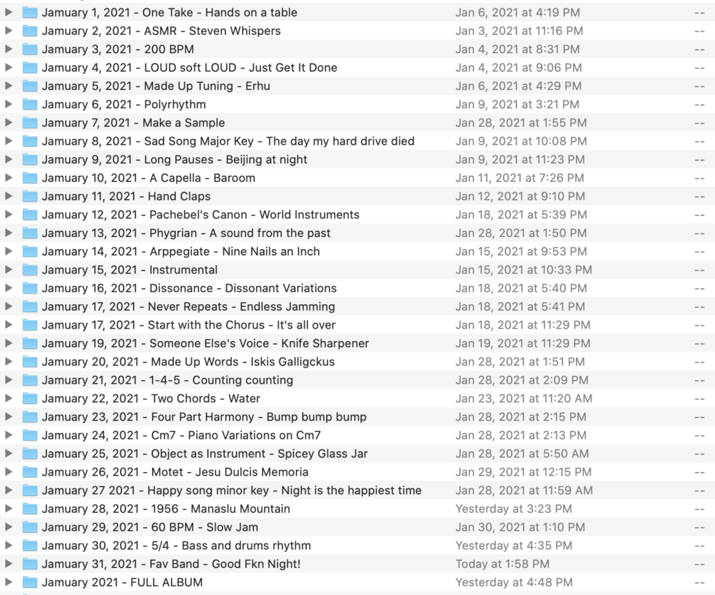Jamuary 2021 folders.